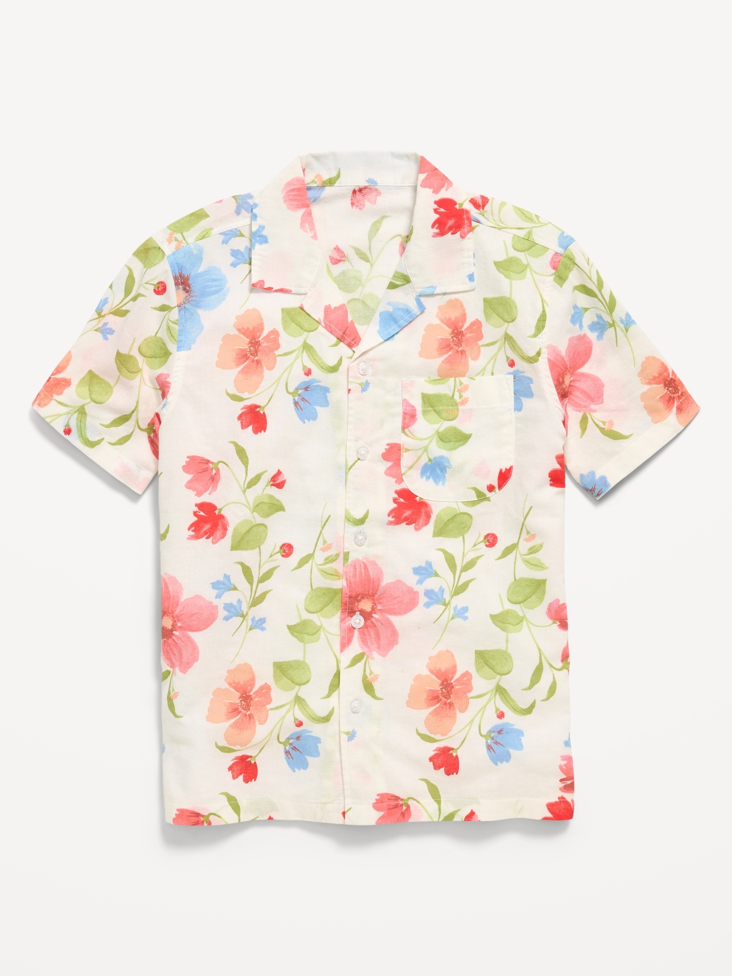 CHEMISE EN MÉLANGE DE LIN À MANCHES COURTES ET À MOTIF POUR GARÇON