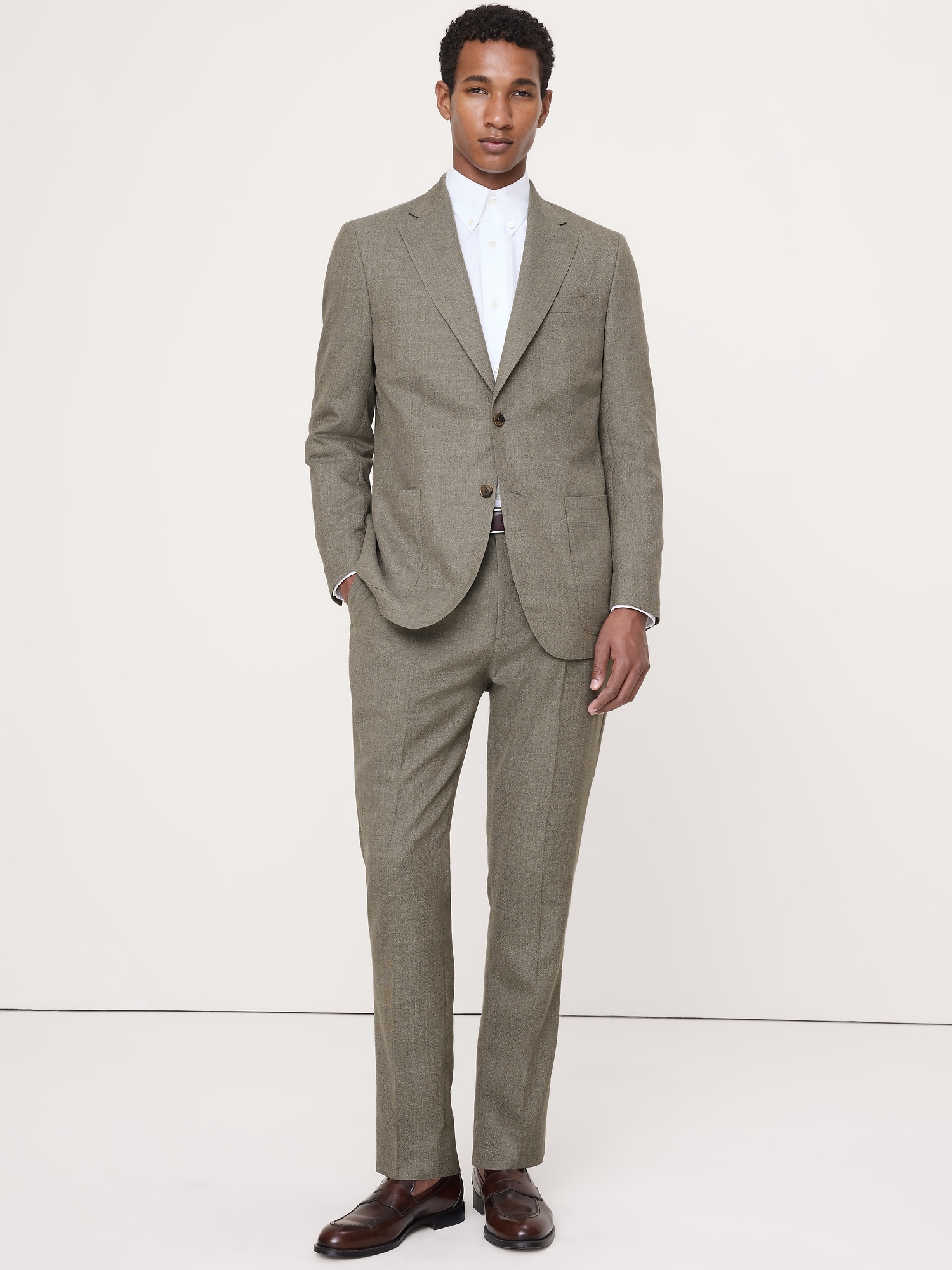 Tailored Slim-Fit Italian Wool Ventile Suit Pant