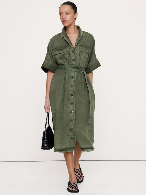 ROBE-CHEMISIER UTILITAIRE EN COTON SURTEINT