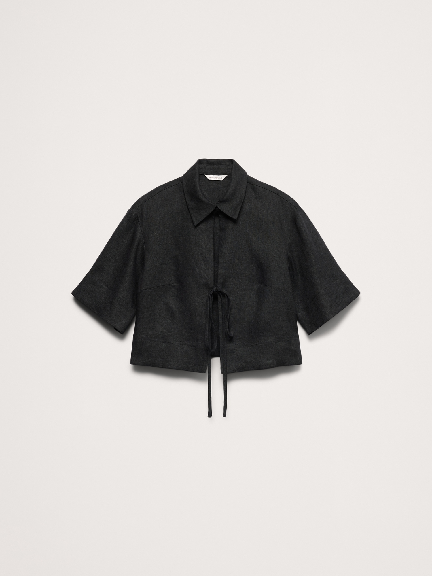 リネン タイフロント シャツ-3