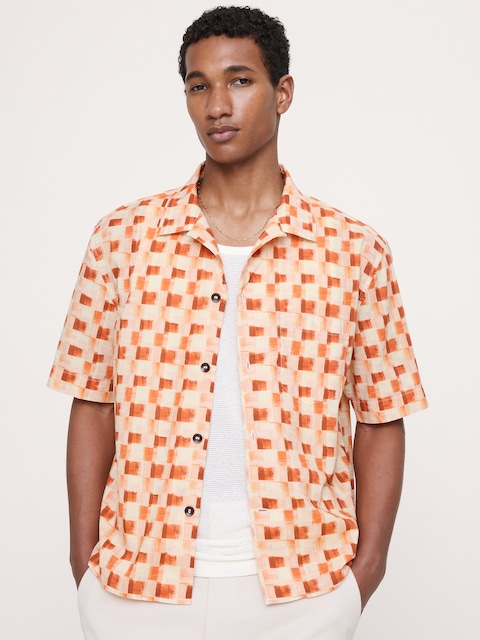 CHEMISE DE VACANCES DÉCONTRACTÉE EN COTON FLAMMÉ
