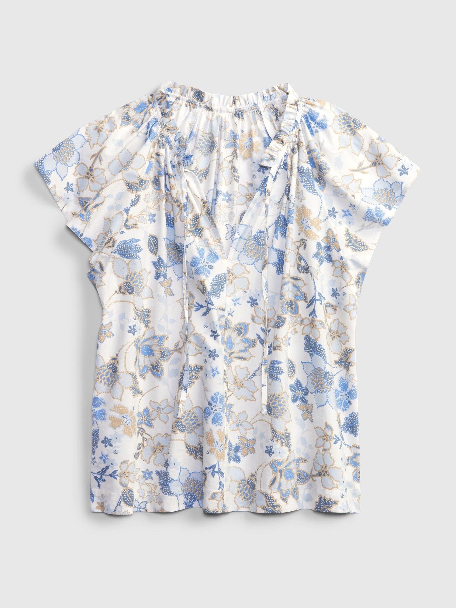 Tie-Front Flutter Sleeve Top