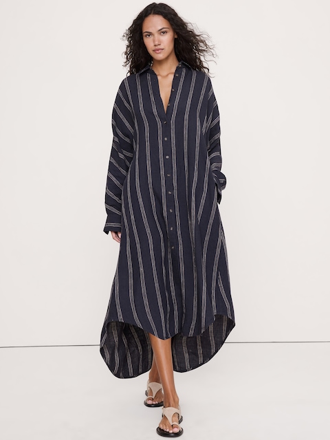 Linen Midi Shirt Dress