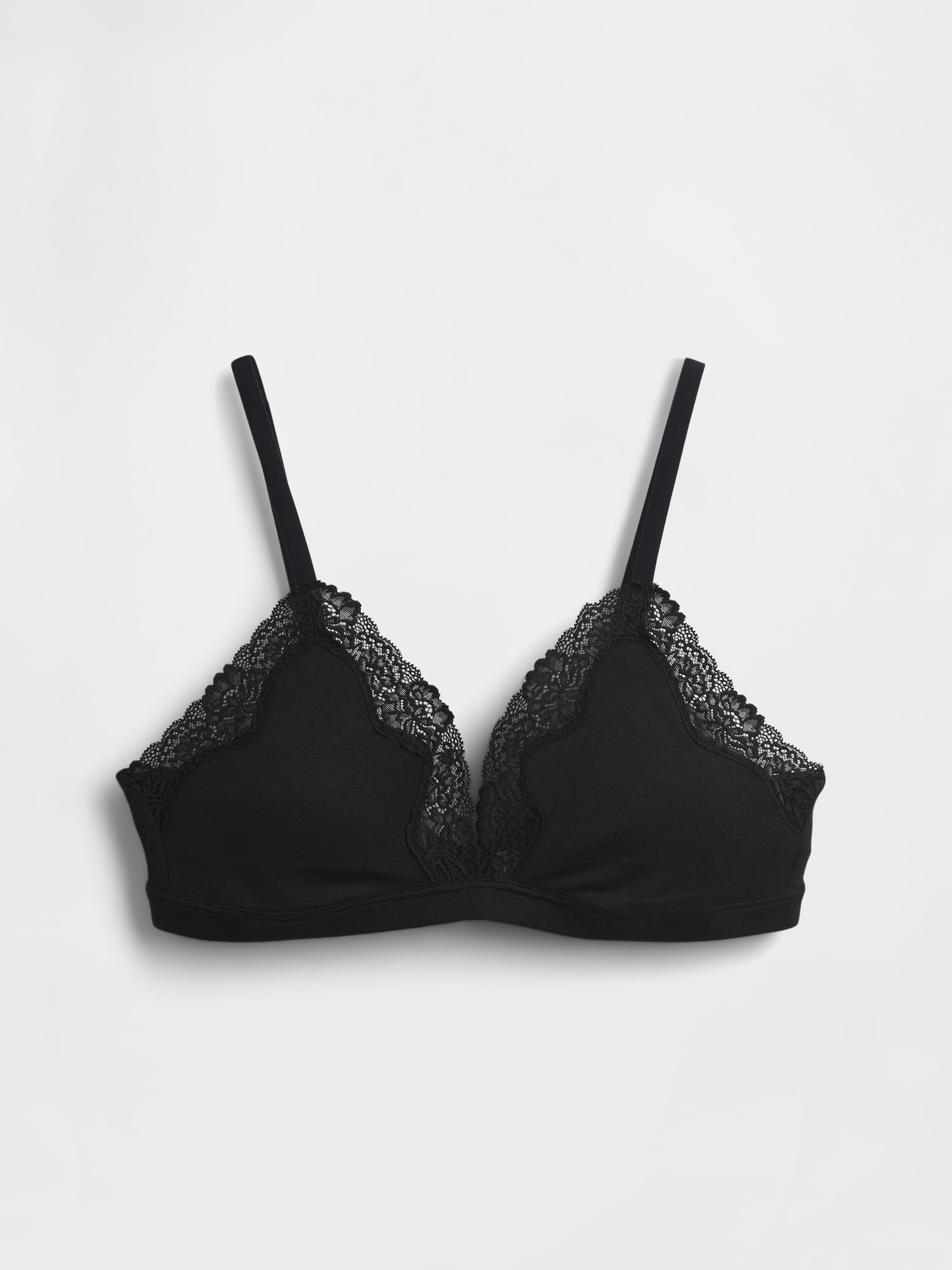 Organic Stretch Cotton Lace-Trim Triangle Bra