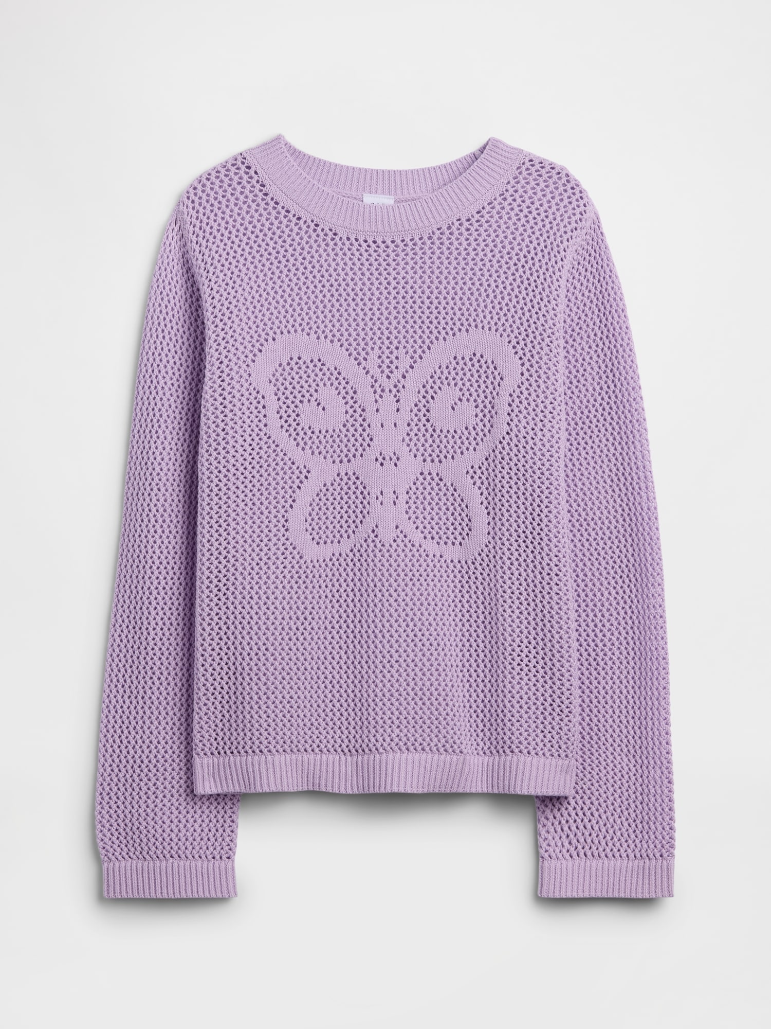 Kids Relaxed Crochet Crewneck Sweater