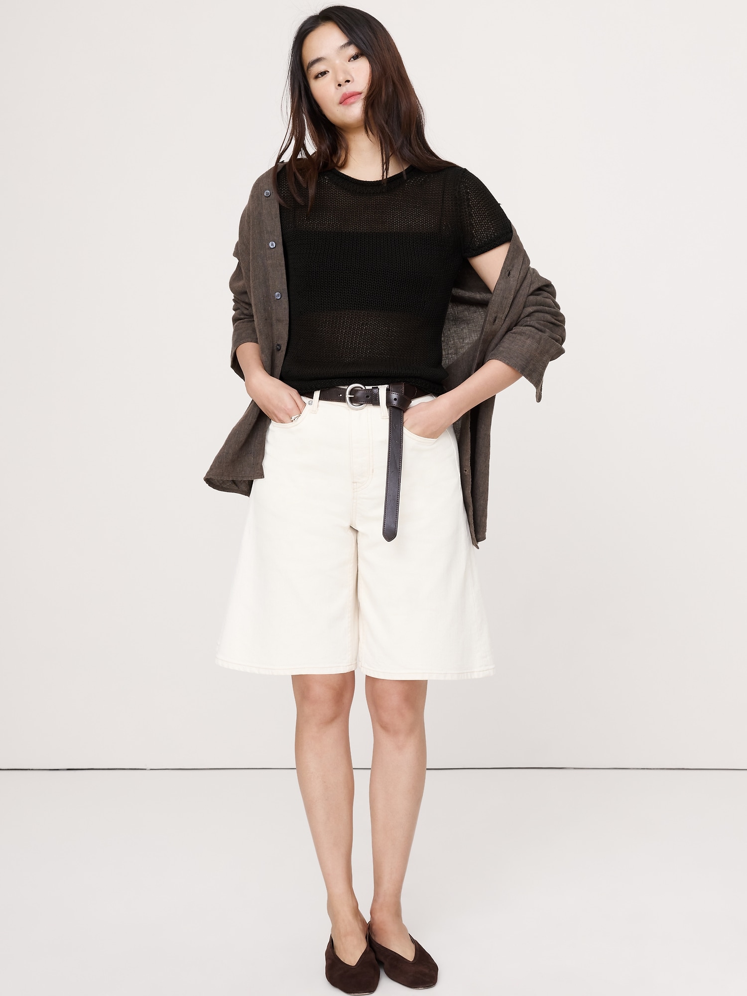 エアルーム リネン ニット Tシャツ-3