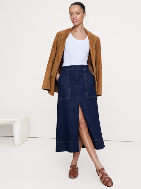 Denim Midi Skirt
