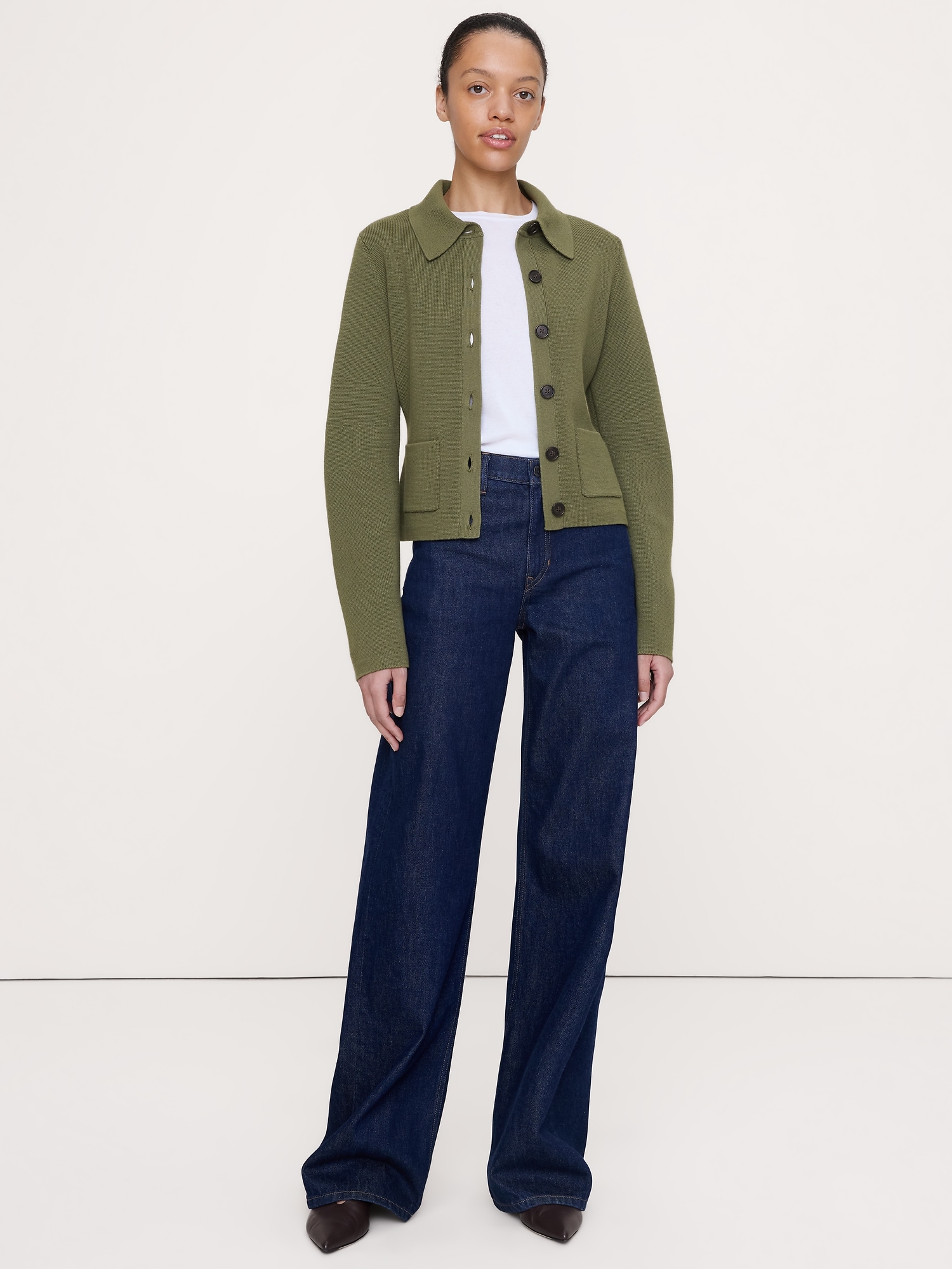 CARDIGAN POLO EN COTON ET SOIE PIED D'ALOUETTE