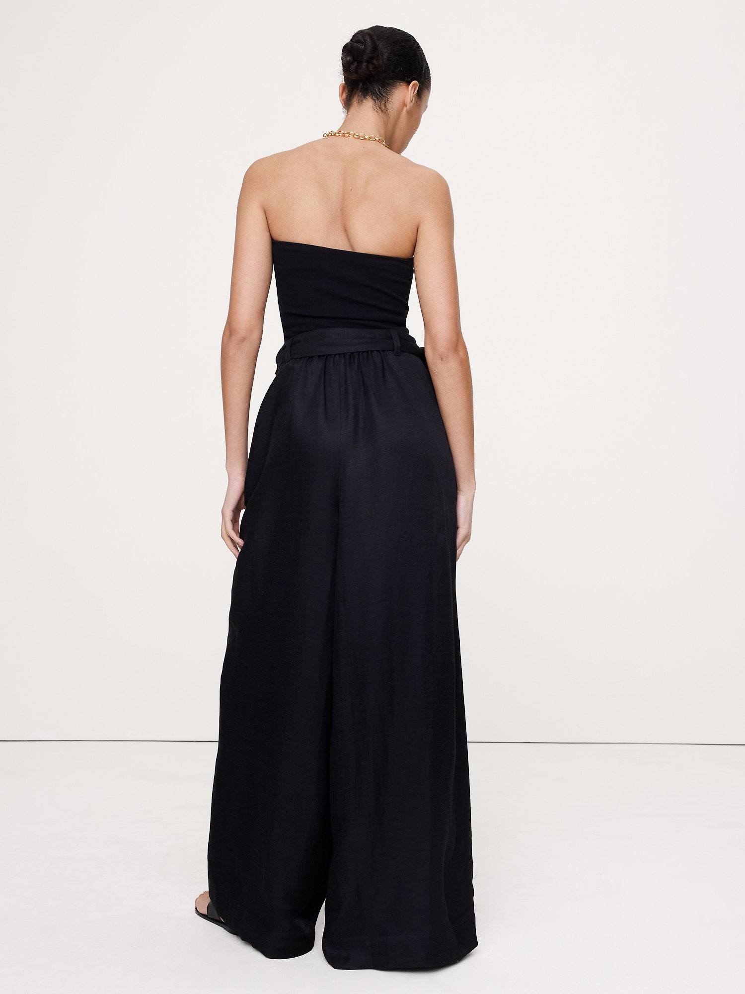 ビスコース リネン パラッツォパンツ-2