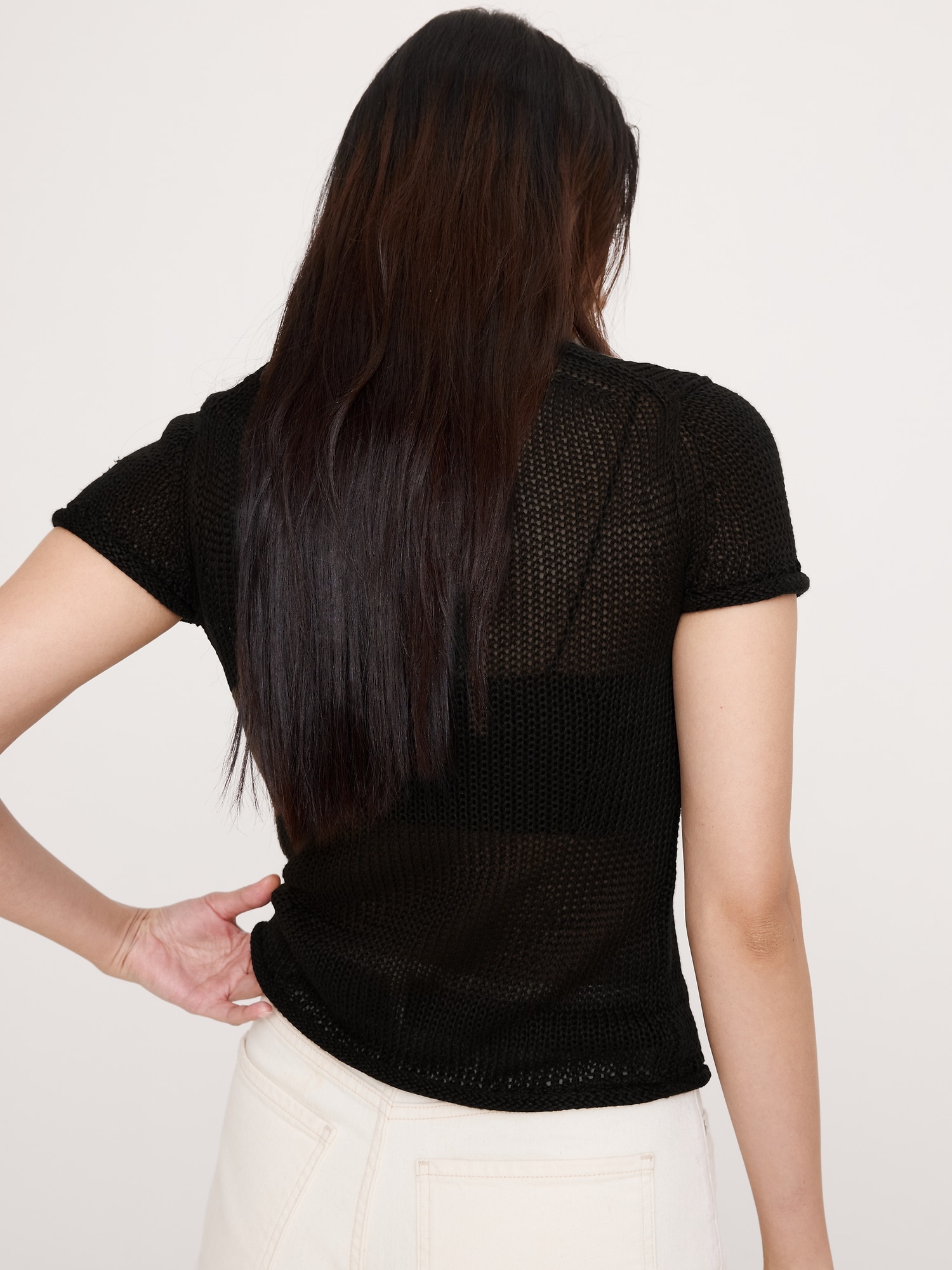 エアルーム リネン ニット Tシャツ-2