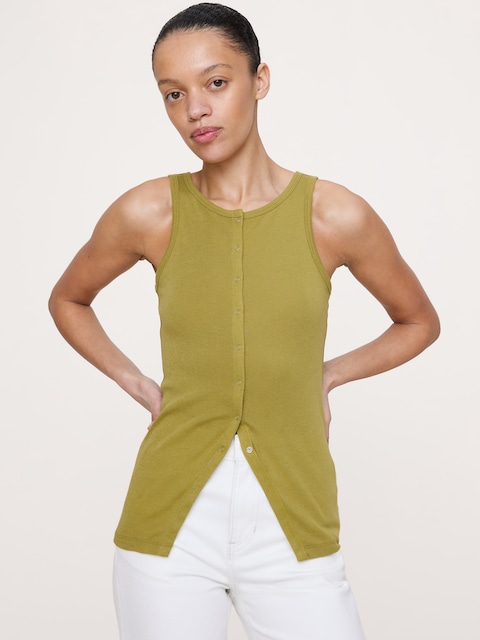CAMISOLE À BOUTONS-PRESSION SUR LE DEVANT EN COTON LÉGER