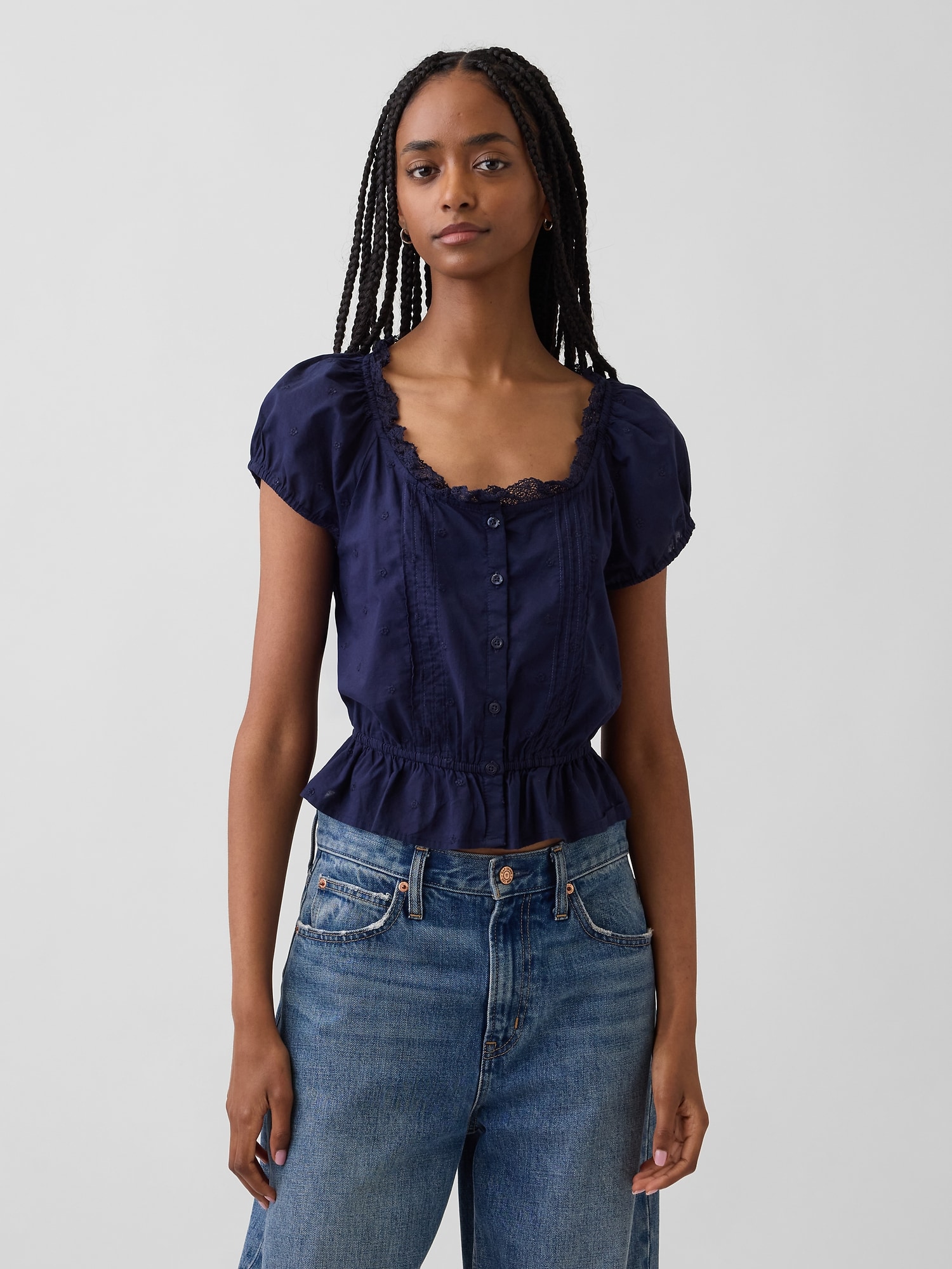 クロップド ピンタック トップス-0