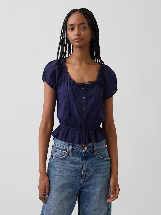 クロップド ピンタック トップス-0