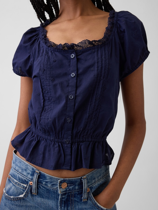 クロップド ピンタック トップス-3