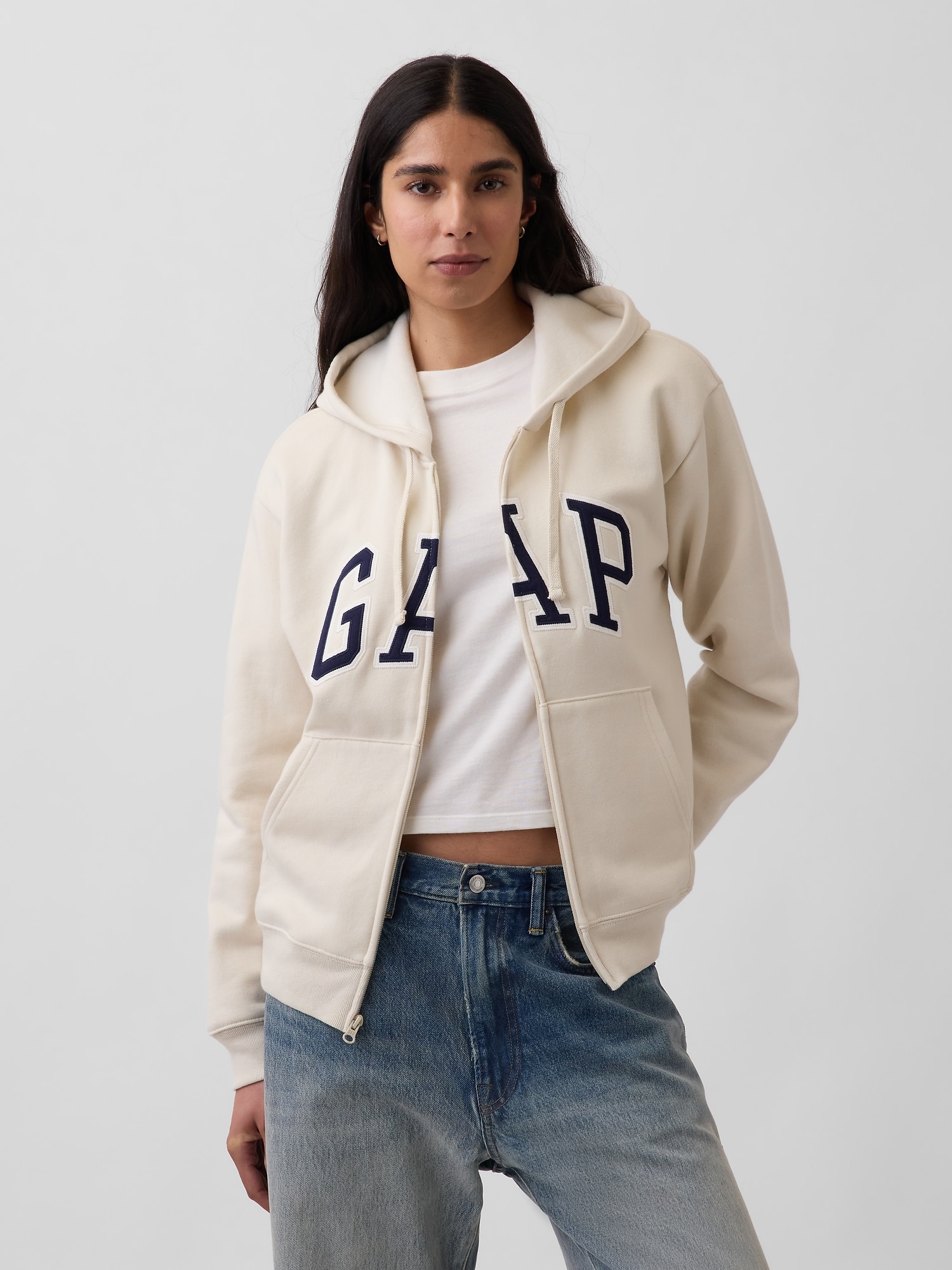 リラックスフィット GAPロゴ ジップアップパーカー-0