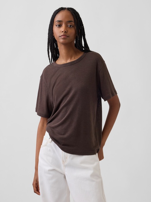 リネンブレンド リラックスフィット Tシャツ