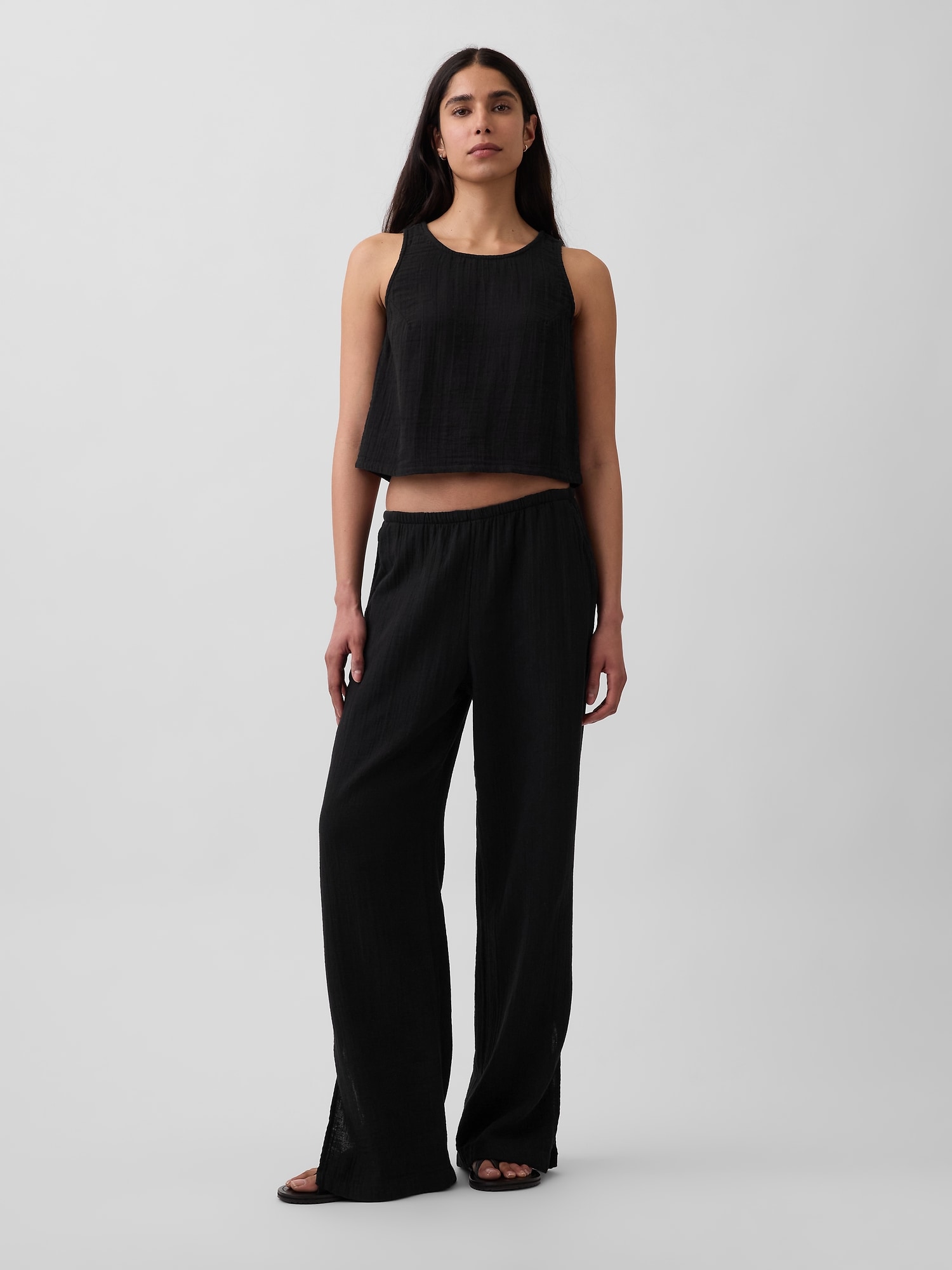 コットンガーゼ レーサー シェルタンクトップ-1