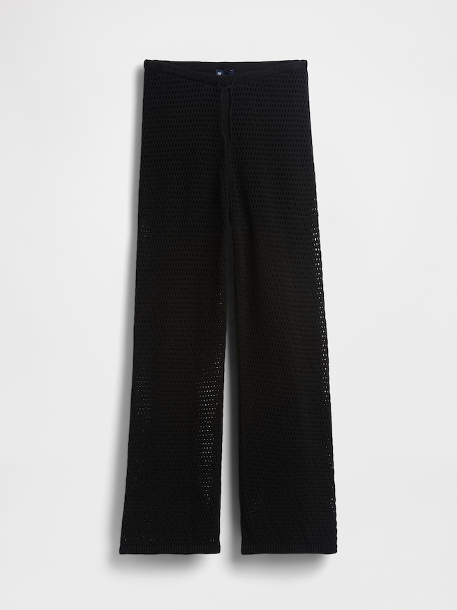 コットン100% クロシェ ニットパンツ-6