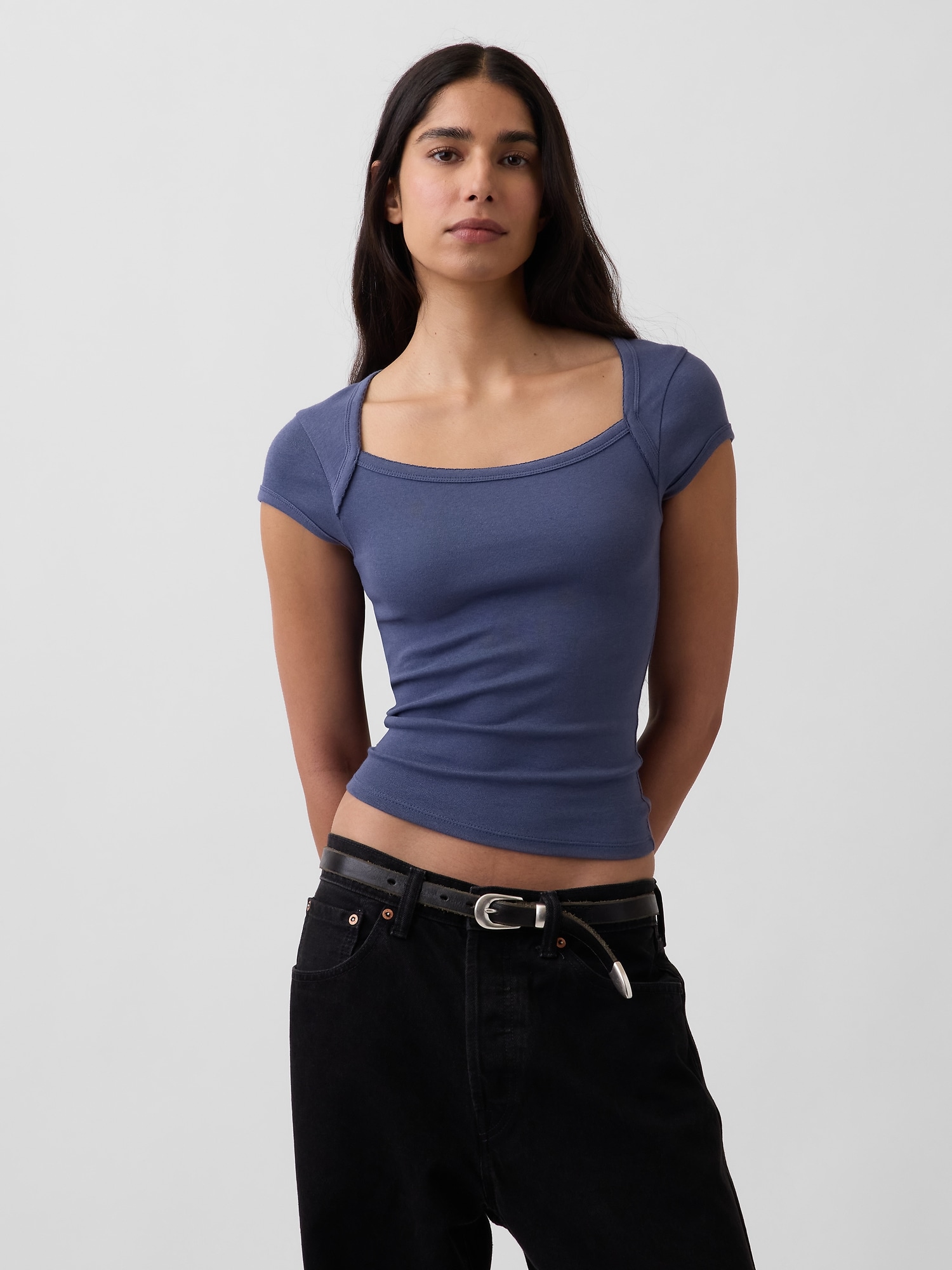 Modern Square-Neck Crop T-Shirt