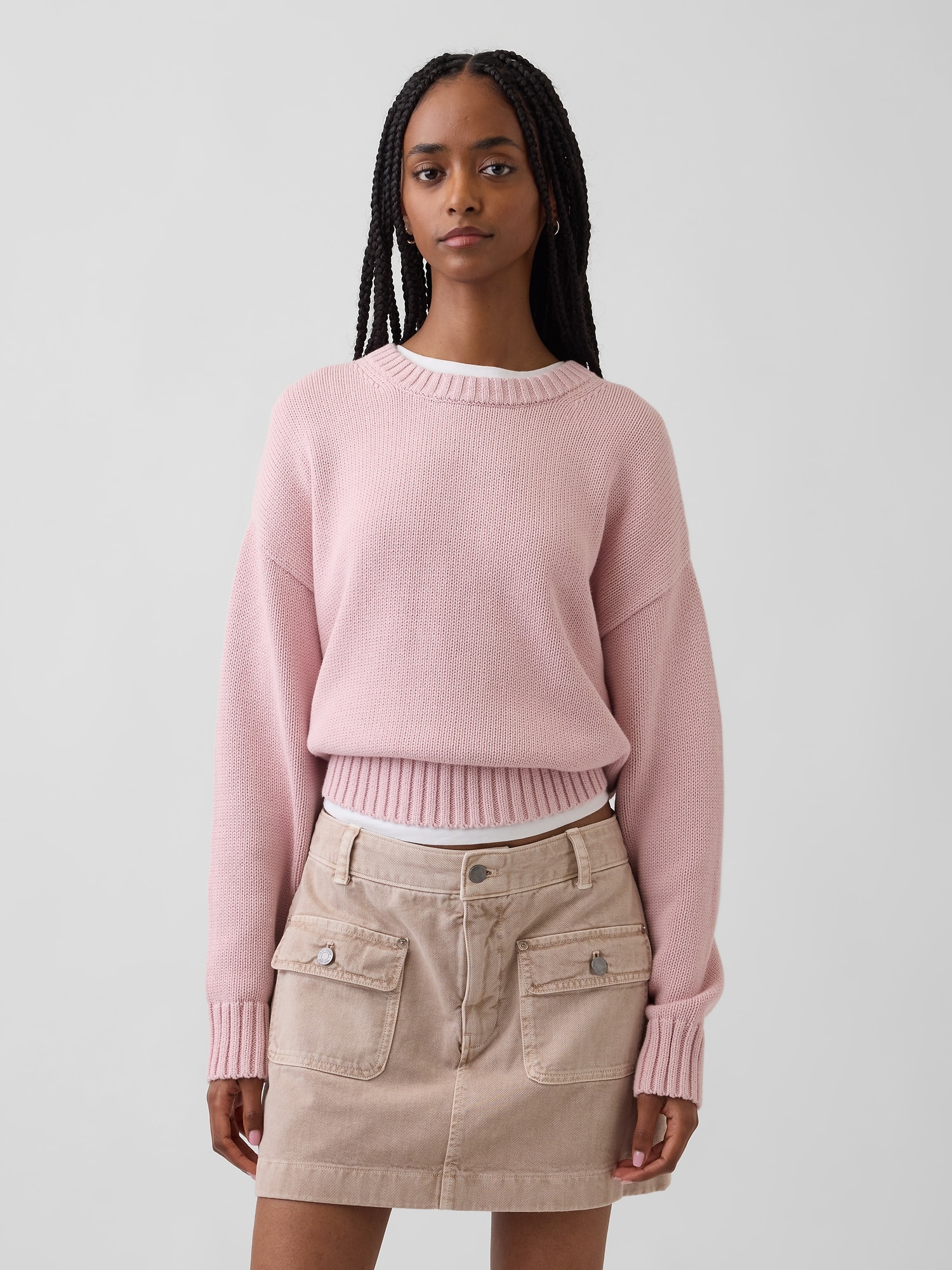 100% Cotton Oversized Crop Sweater