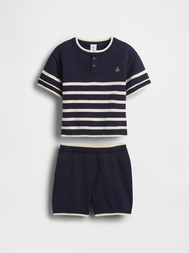 ヘンリーネック ストライプ セーター コーデセット (幼児・ベビー)-1