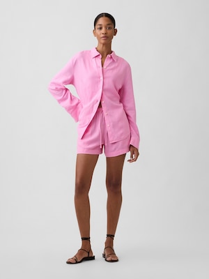 4インチ プルオン リネンブレンド ショートパンツ