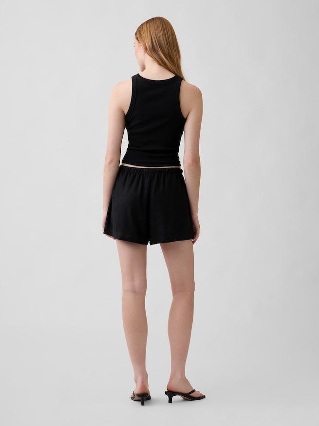 4インチ プルオン リネンブレンド ショートパンツ-1