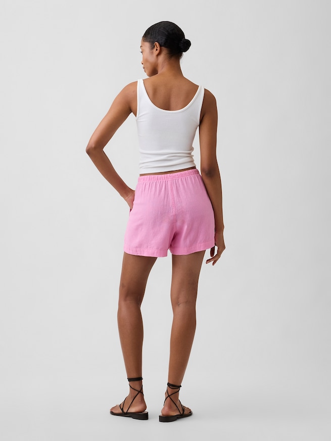 4インチ プルオン リネンブレンド ショートパンツ-1