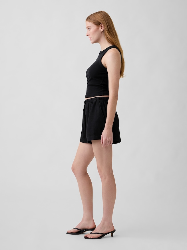 4インチ プルオン リネンブレンド ショートパンツ-4