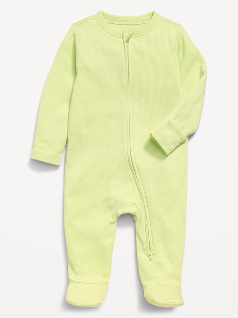 Ribbed 2-Way-Zip Sleep & Play Footed One-Piece for Baby