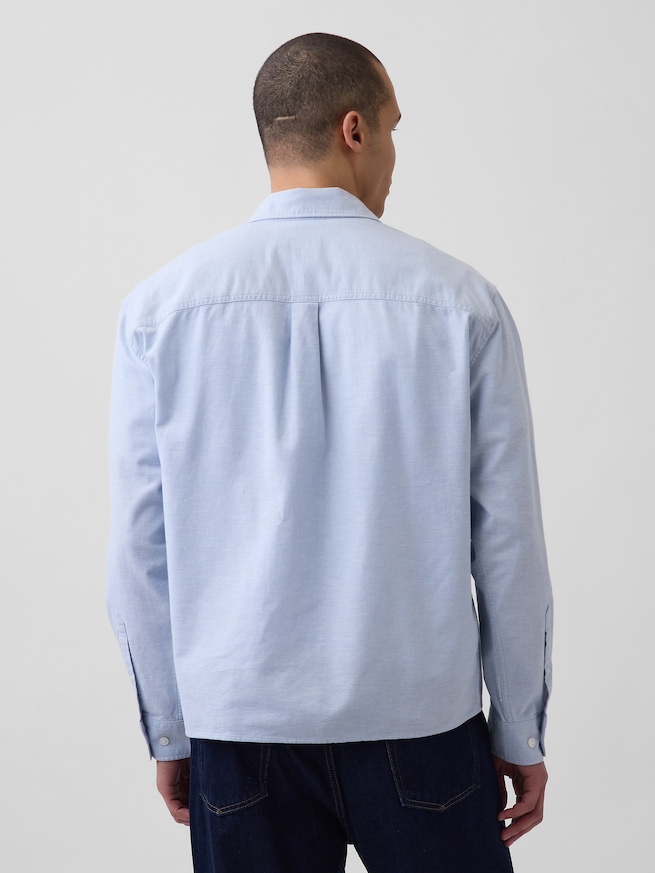 リラックスフィット クロップド ストレートヘム GAPロゴ オックスフォードシャツ-2