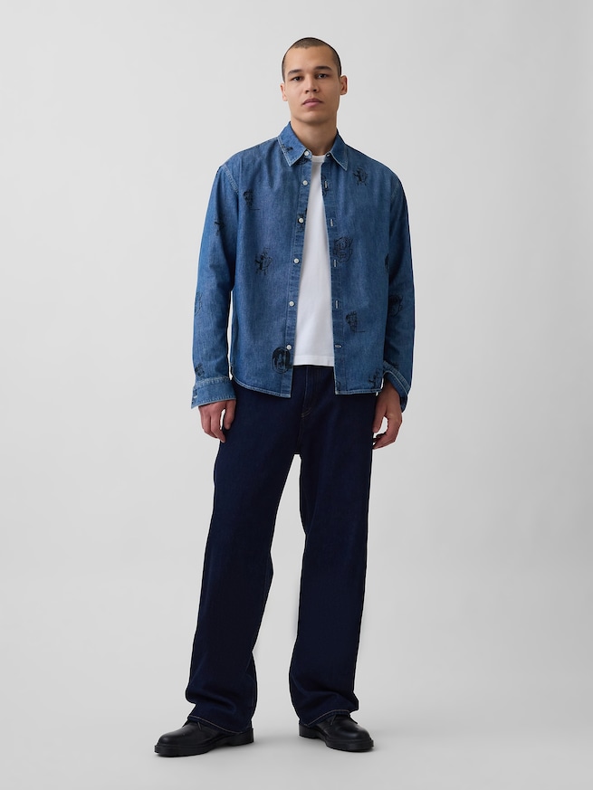 ジャン＝ミシェル・バスキア プリント デニムシャツ-1