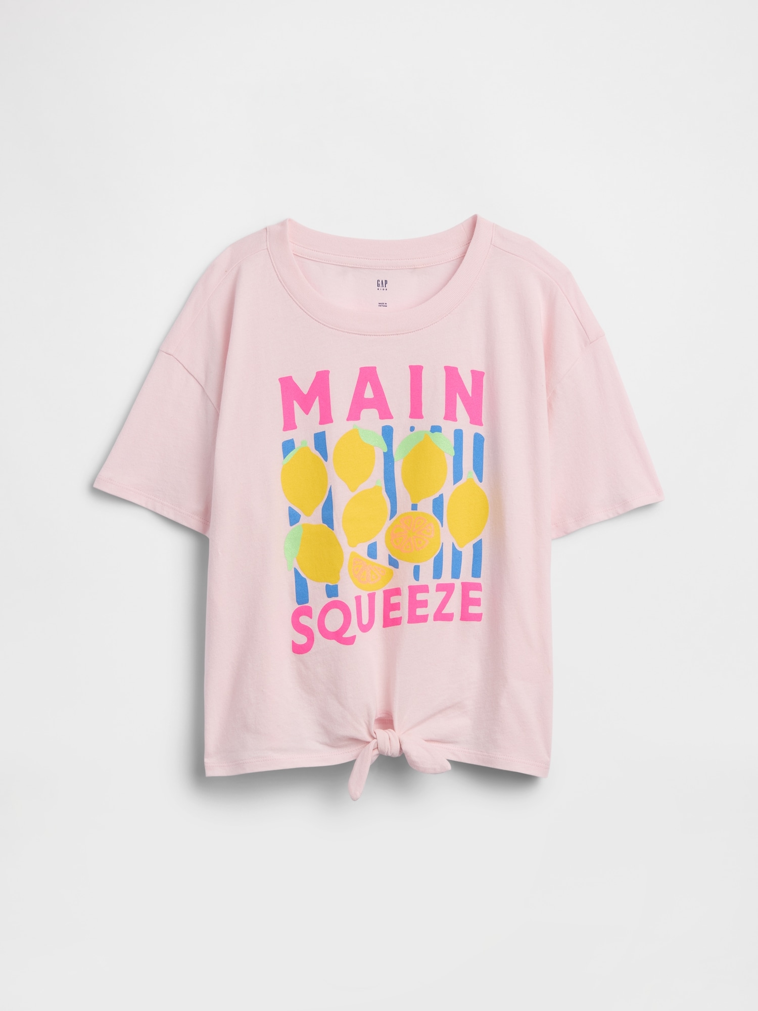 オーバーサイズ 裾結び グラフィックTシャツ (キッズ)-0
