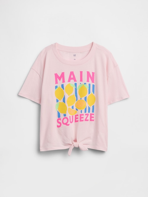 オーバーサイズ 裾結び グラフィックTシャツ (キッズ)
