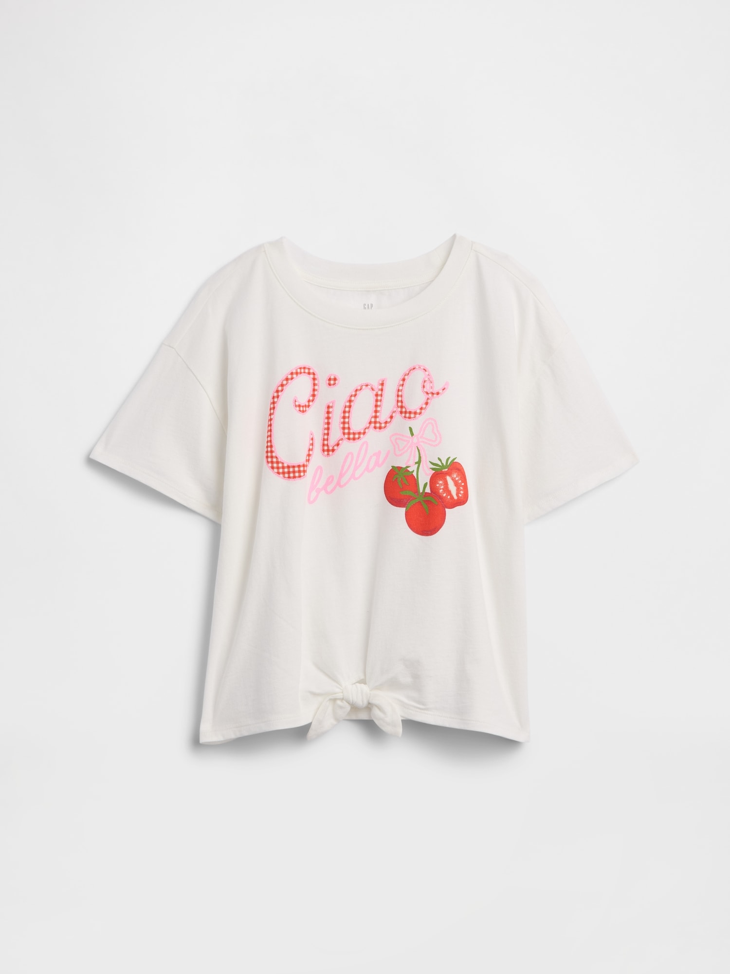 オーバーサイズ 裾結び グラフィックTシャツ (キッズ)-0