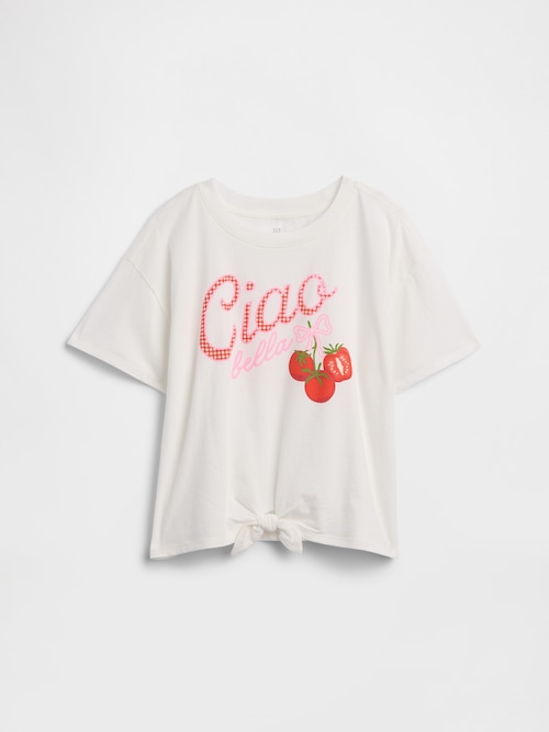 オーバーサイズ 裾結び グラフィックTシャツ (キッズ)