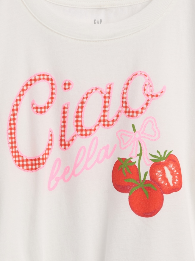 オーバーサイズ 裾結び グラフィックTシャツ (キッズ)-2