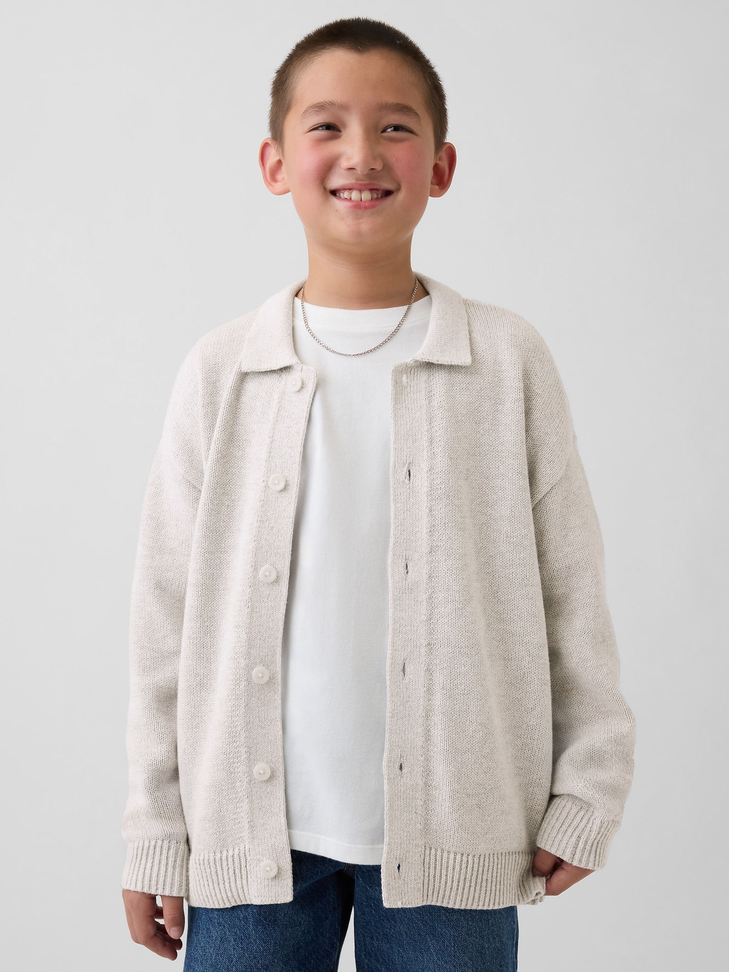CARDIGAN DÉCONTRACTÉ À COL POLO POUR ENFANT