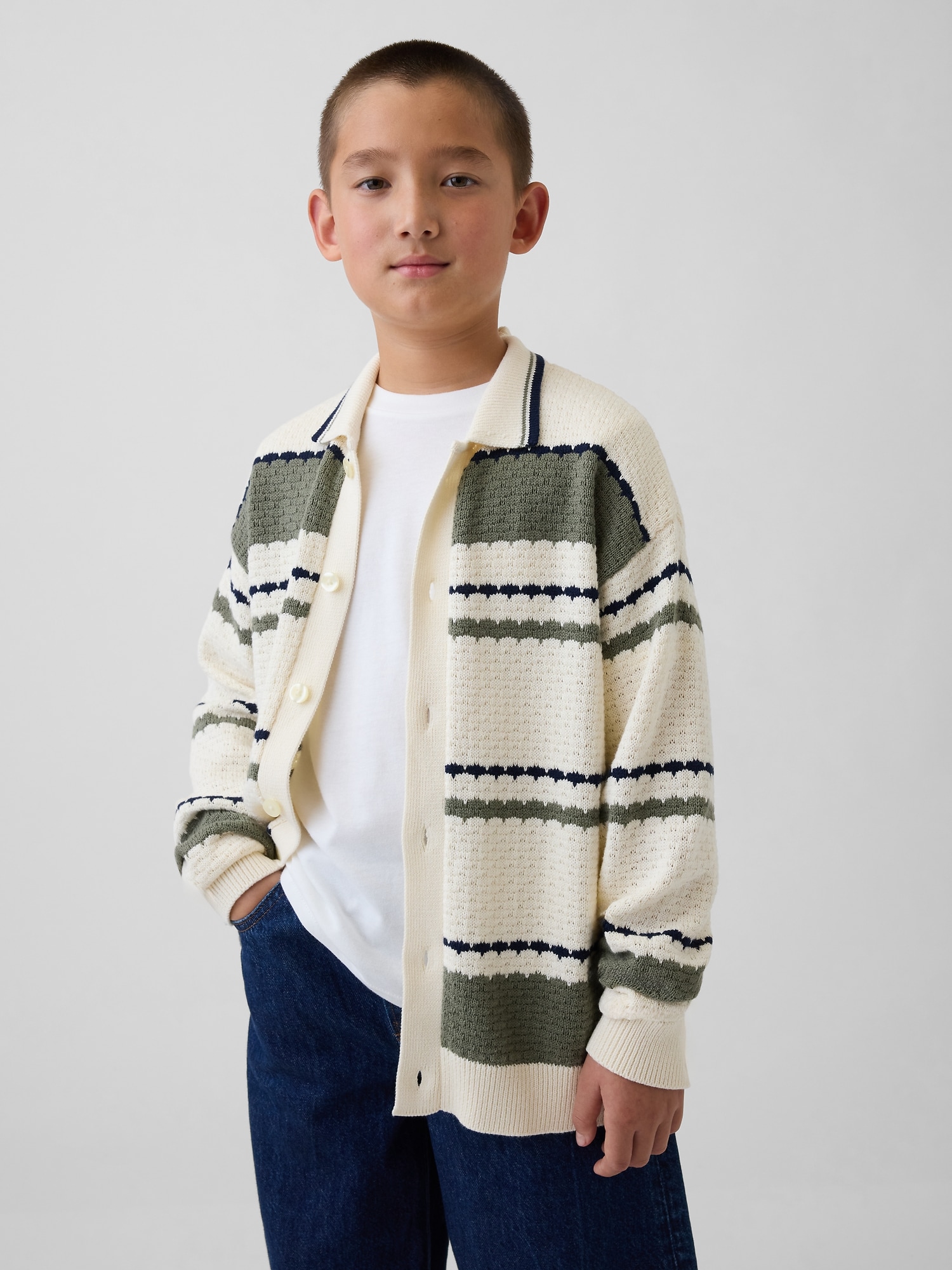 CARDIGAN DÉCONTRACTÉ À COL POLO POUR ENFANT