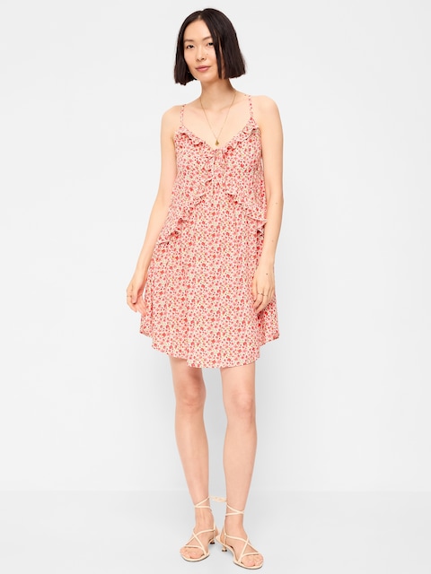 ROBE COURTE ASYMÉTRIQUE À BORDURE À VOLANTS