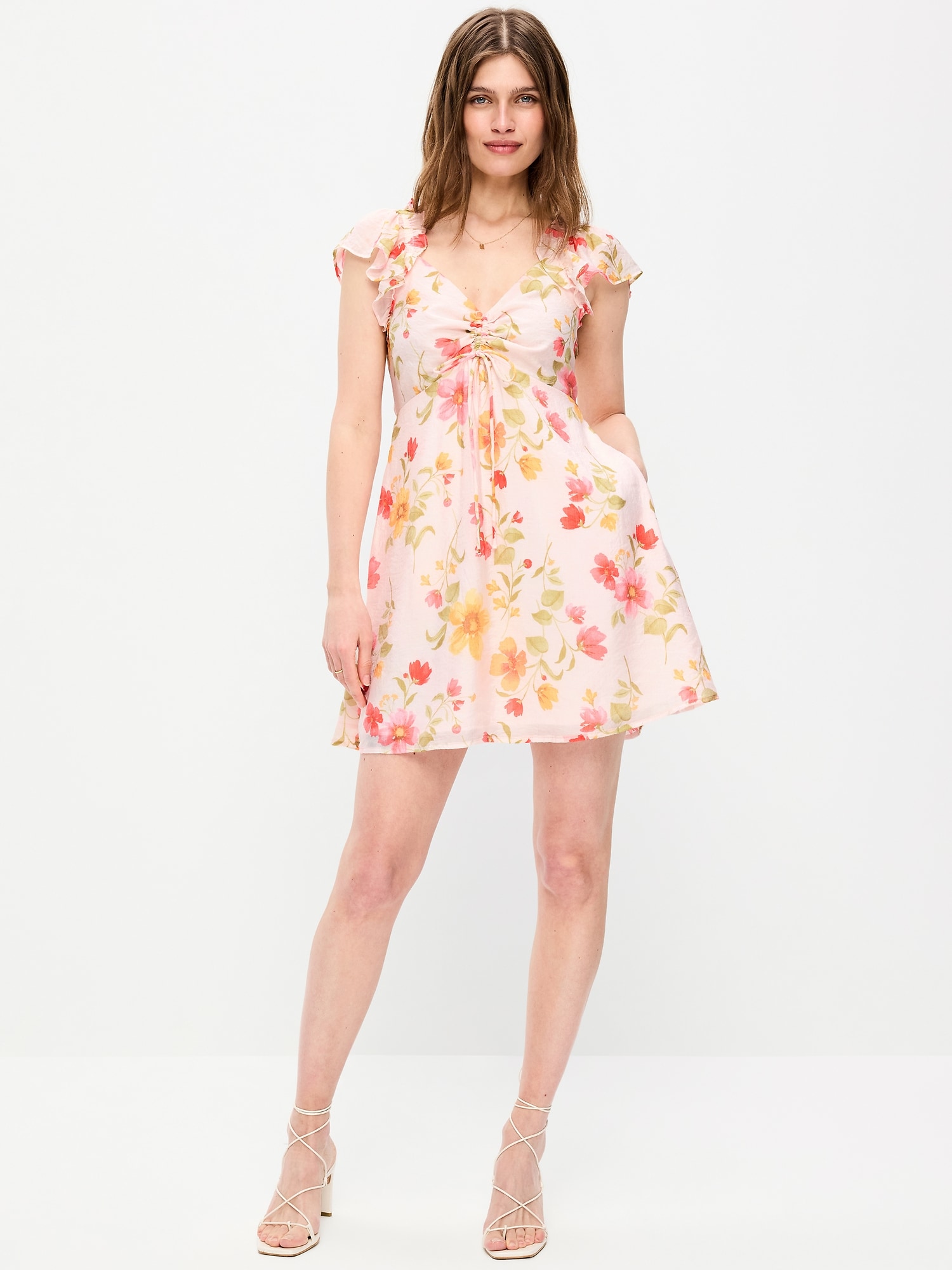 Flutter-Sleeve Fit & Flare Mini Dress