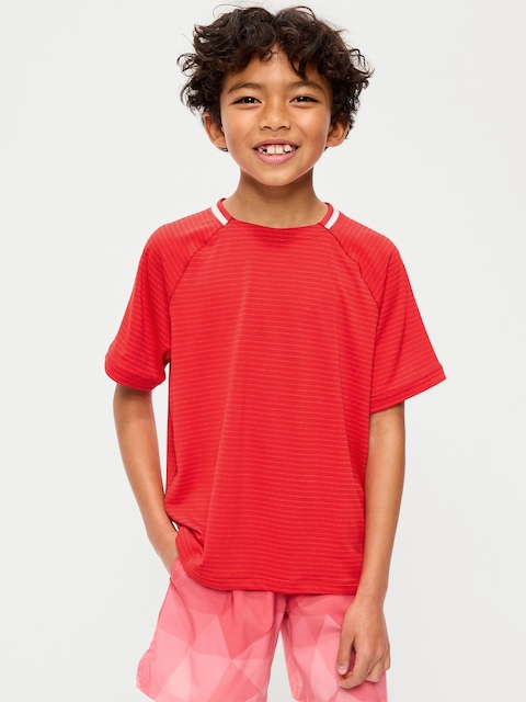 Short-Sleeve Textured Mesh Performance T-Shirt for Boys