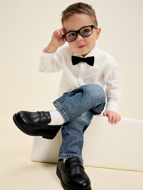 Long-Sleeve Bow-Tie Poplin Shirt for Toddler Boys