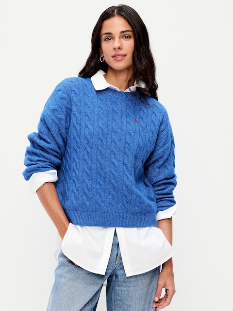 Old Navy x The Devil Wears Prada SoSoft Cerulean Cable-Knit Sweater