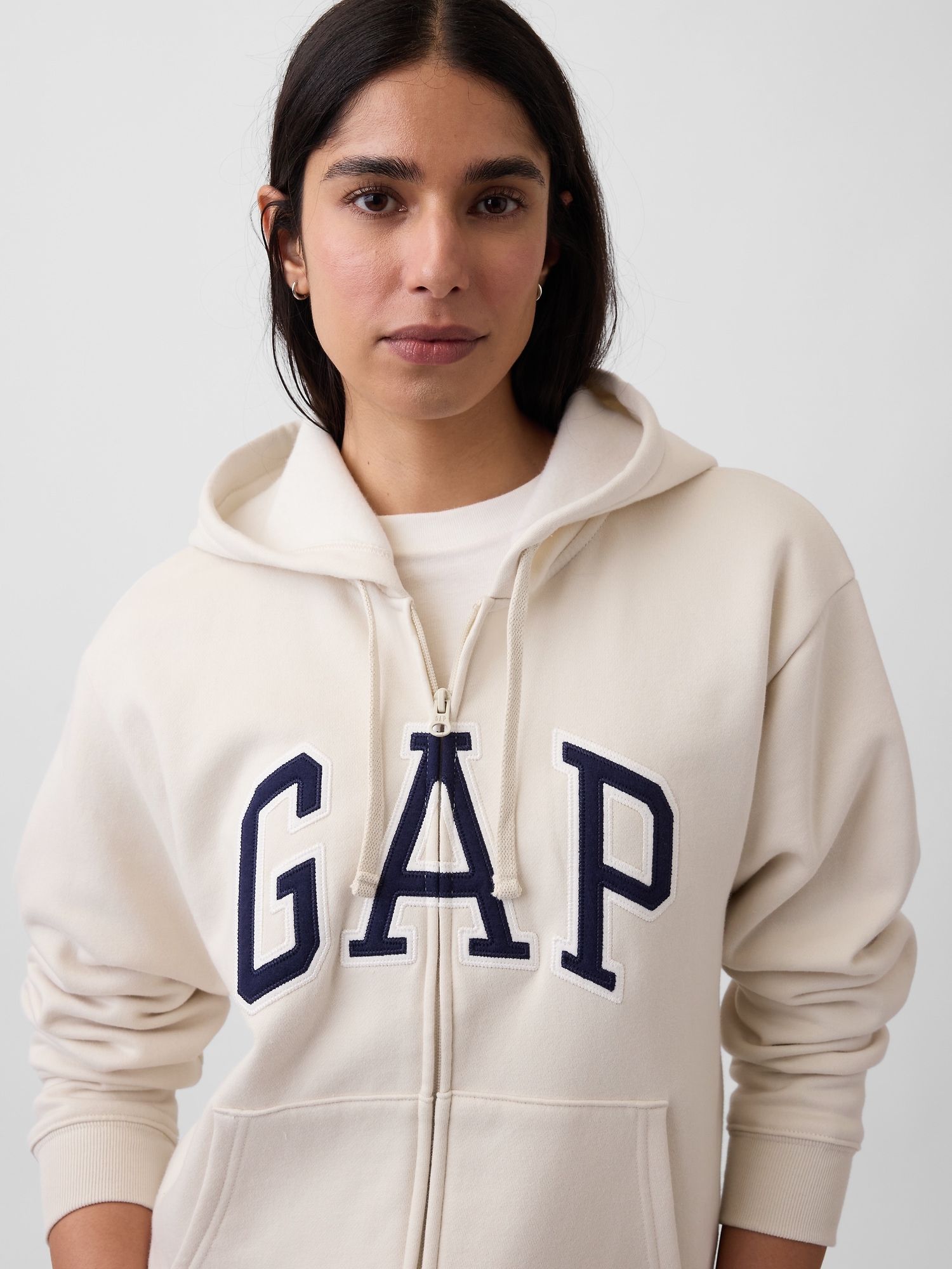 リラックスフィット GAPロゴ ジップアップパーカー-3