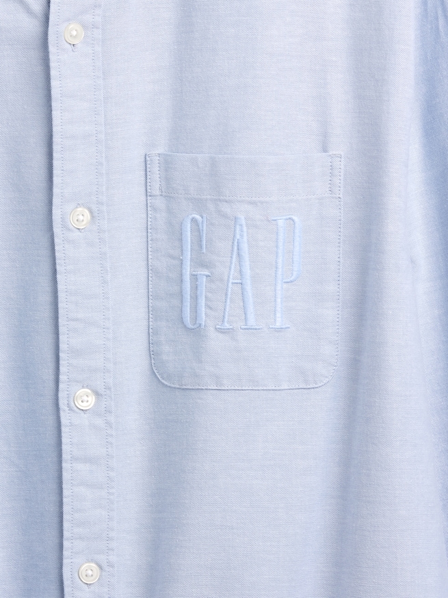 リラックスフィット クロップド ストレートヘム GAPロゴ オックスフォードシャツ-3