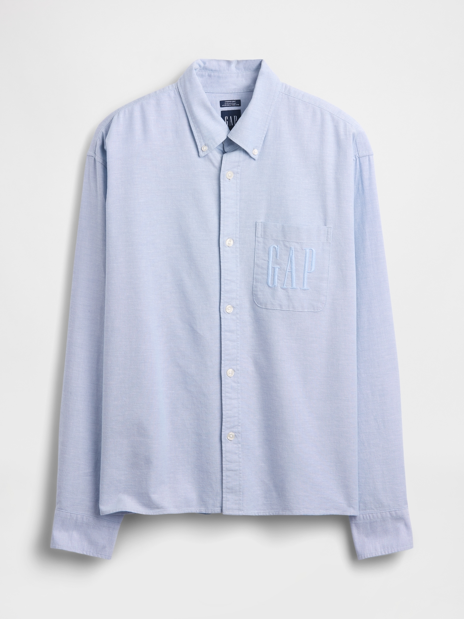 リラックスフィット クロップド ストレートヘム GAPロゴ オックスフォードシャツ-4