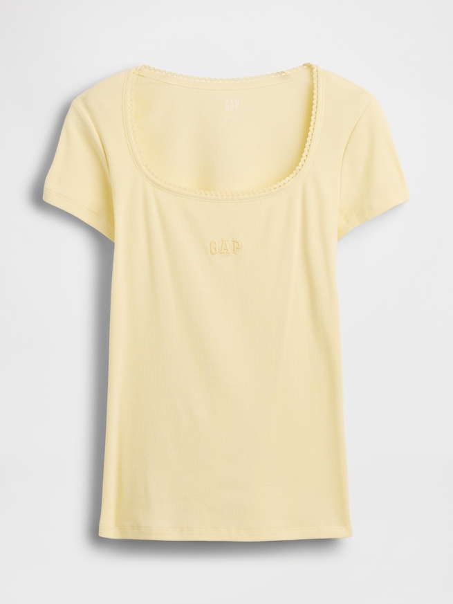 リブ GAPロゴ スクープネック トップス-4