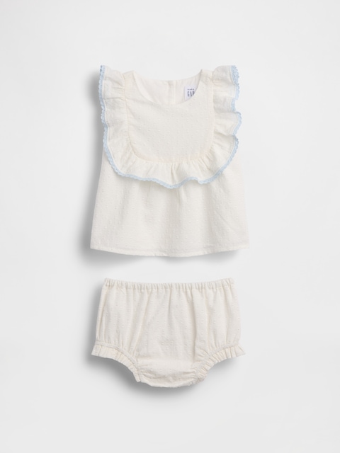 Baby Eyelet Bib Outfit Set