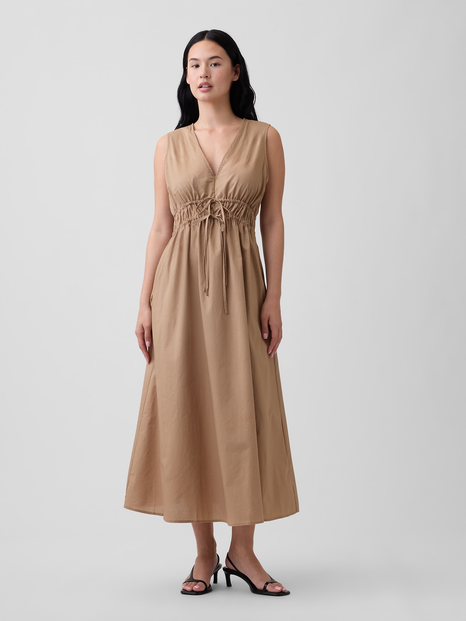 Sleeveless Tie-Front Maxi Dress
